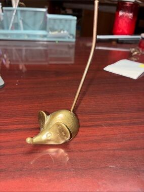 Brass Mouse Figurine with Long Tail